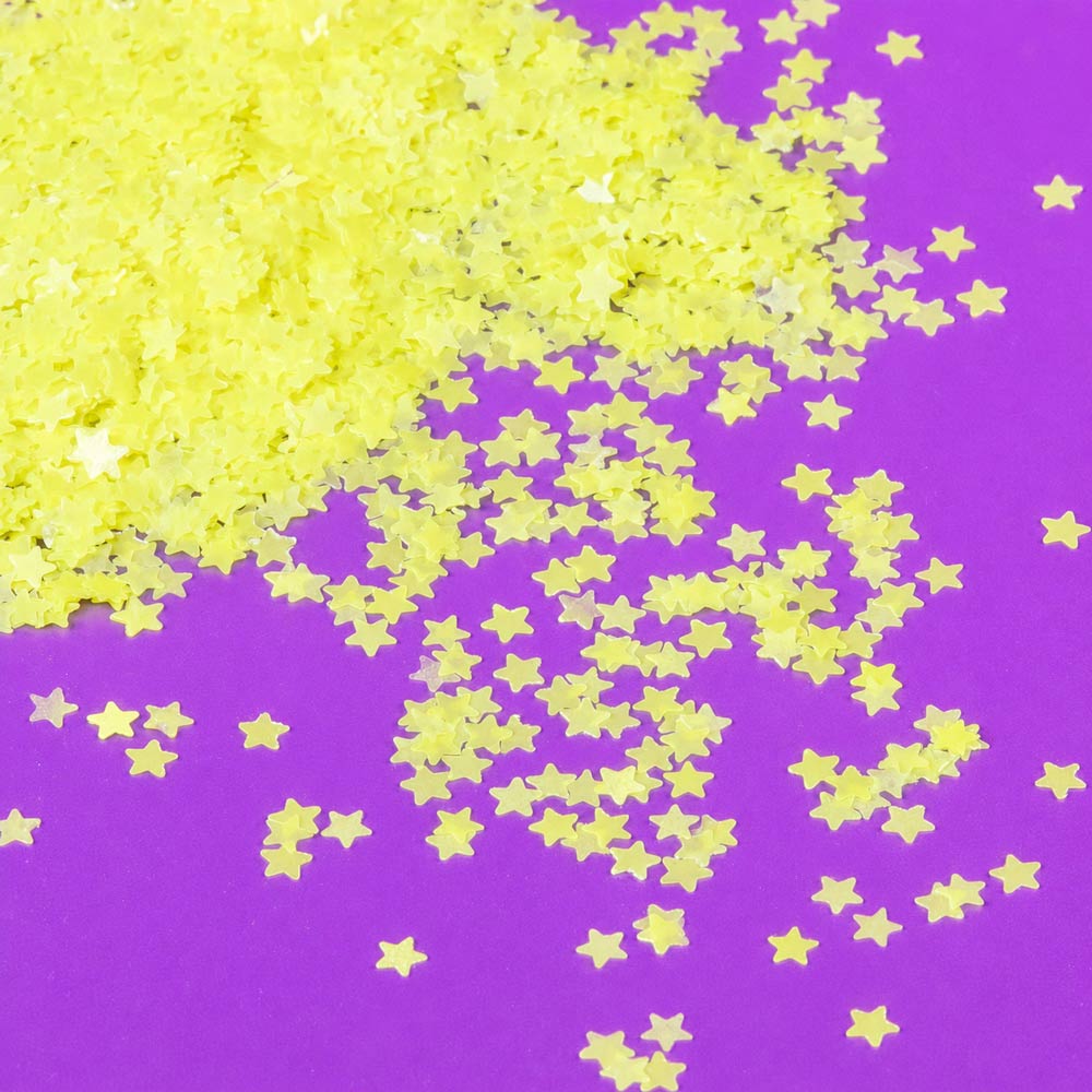 Glitter Neon Yellow Glow In The Dark Star