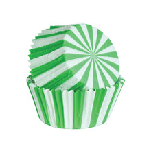 Load image into Gallery viewer, Green Stripes Standard Cupcake Liners - 25 Count