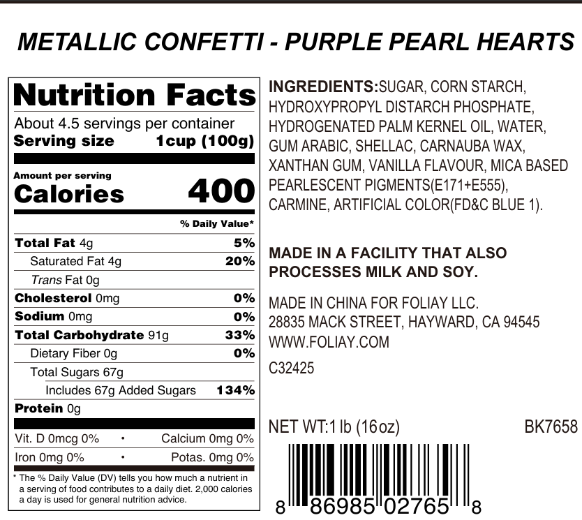 Purple Pearl Hearts Quin Sprinkles