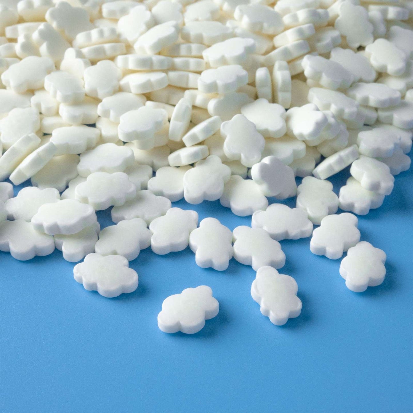 white cloud shaped sprinkles