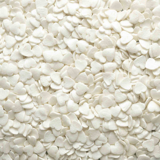 White Pearl Hearts Quin Sprinkles