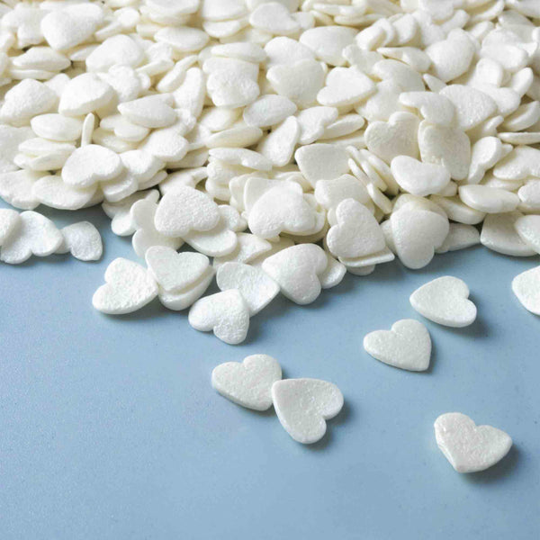 White Pearl Hearts Quin Confetti Sprinkles