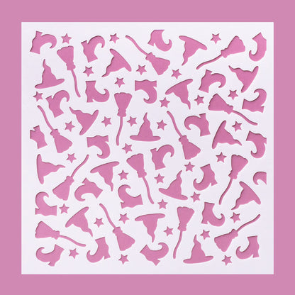 5.9" x 5.9" Witch Party Cookie Stencil