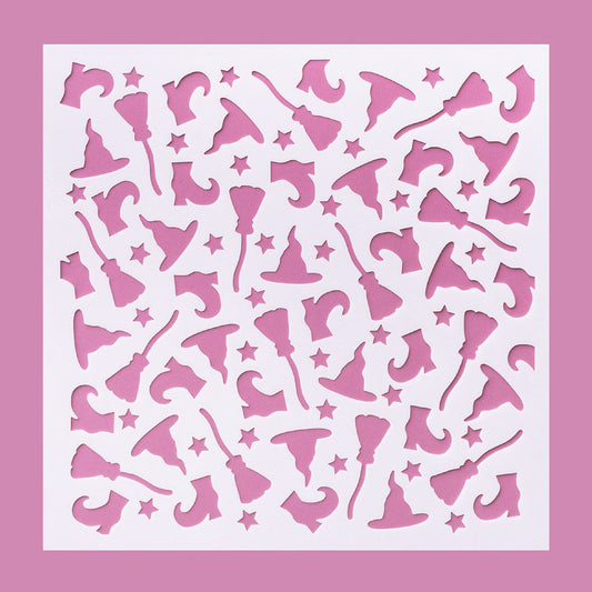 5.9" x 5.9" Witch Party Cookie Stencil