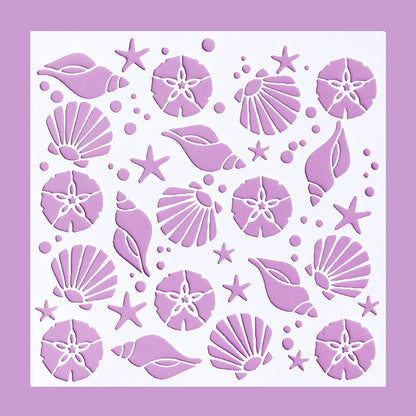 5.9" x 5.9" Seashells Cookie Stencil