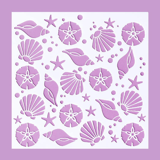 5.9" x 5.9" Seashells Cookie Stencil