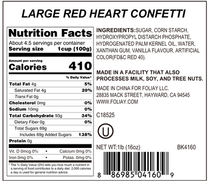 Large Red Heart Quin Confetti Sprinkles