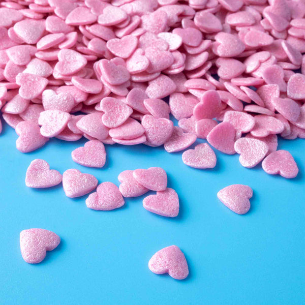 Pink Pearl Hearts Quin Confetti Sprinkles