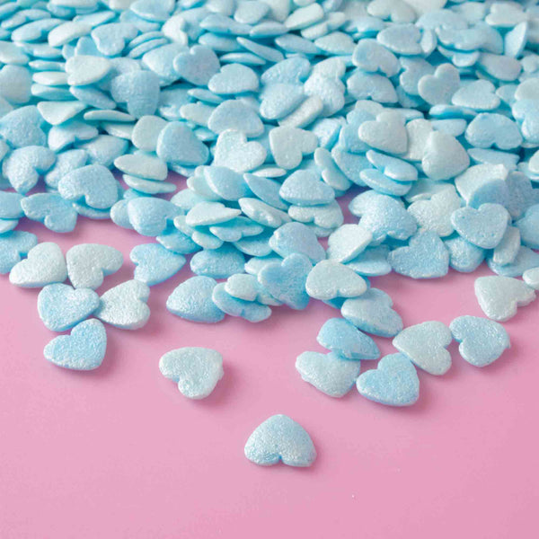 Blue Pearl Hearts Quin Confetti Sprinkles