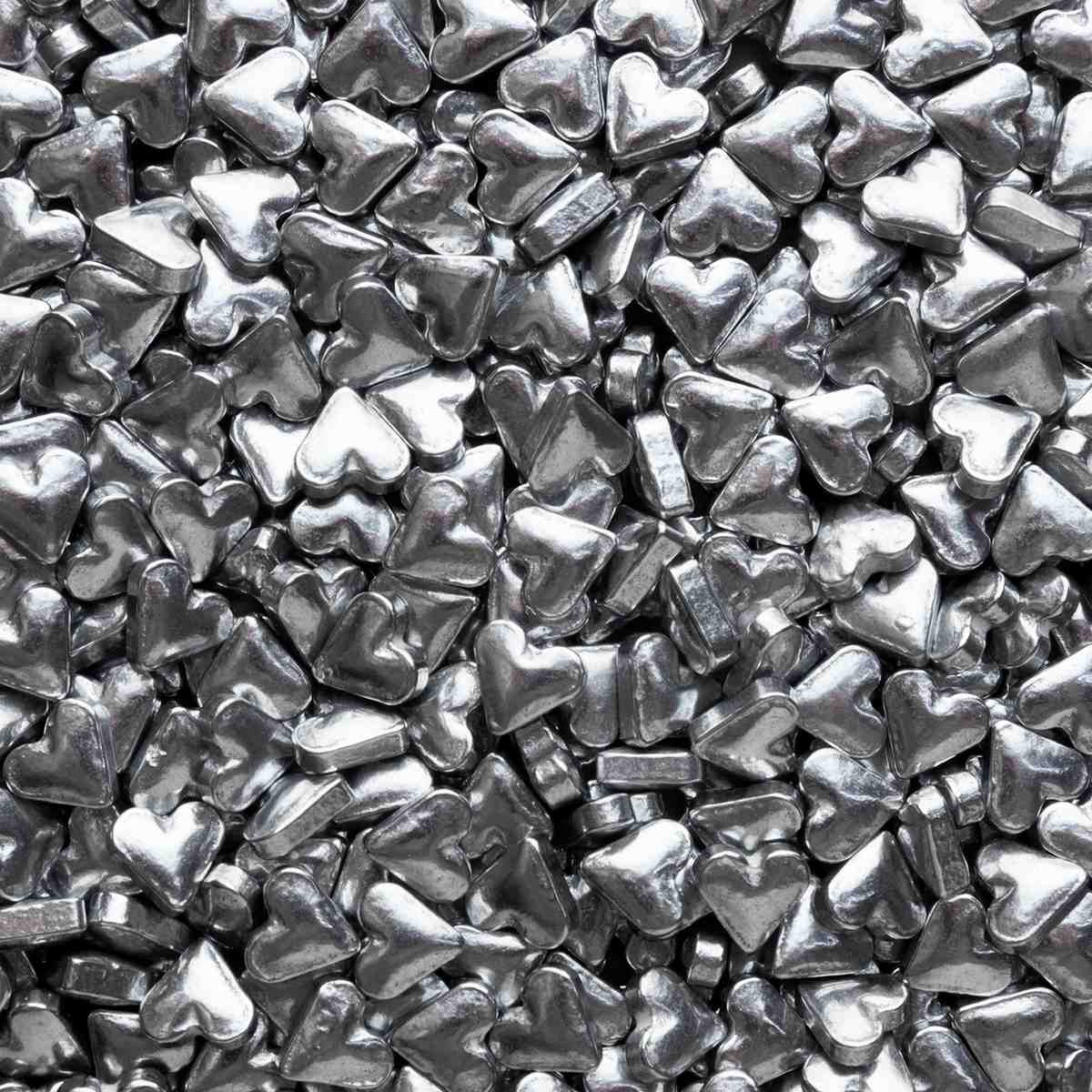 Metallic Silver Heart Candy Sprinkles