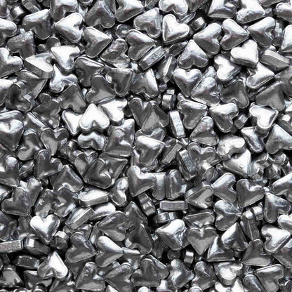 Metallic Silver Heart Candy Sprinkles
