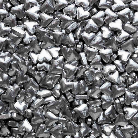 Metallic Silver Heart Candy Sprinkles