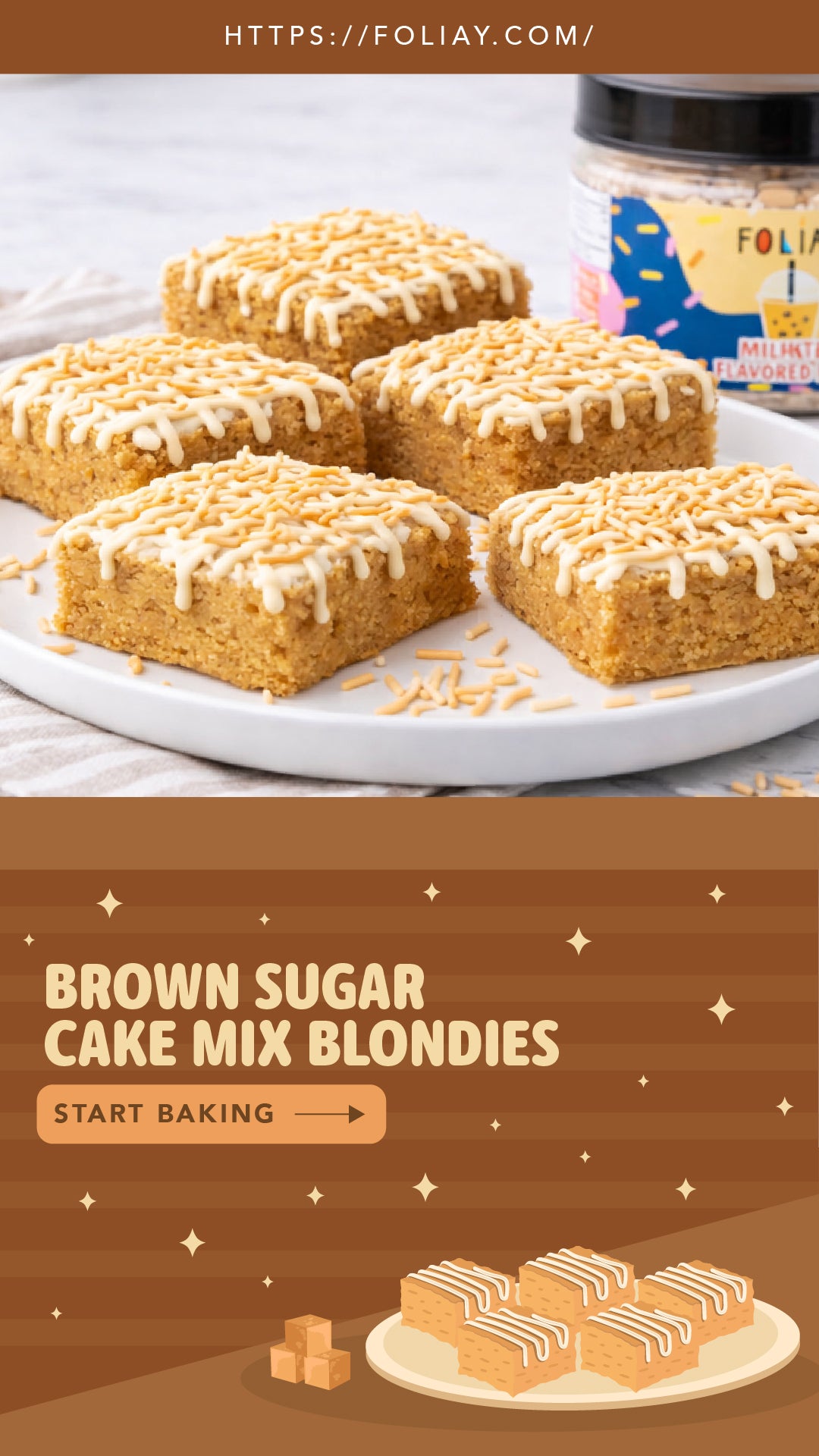 Brown Sugar Cake Mix Blondies
