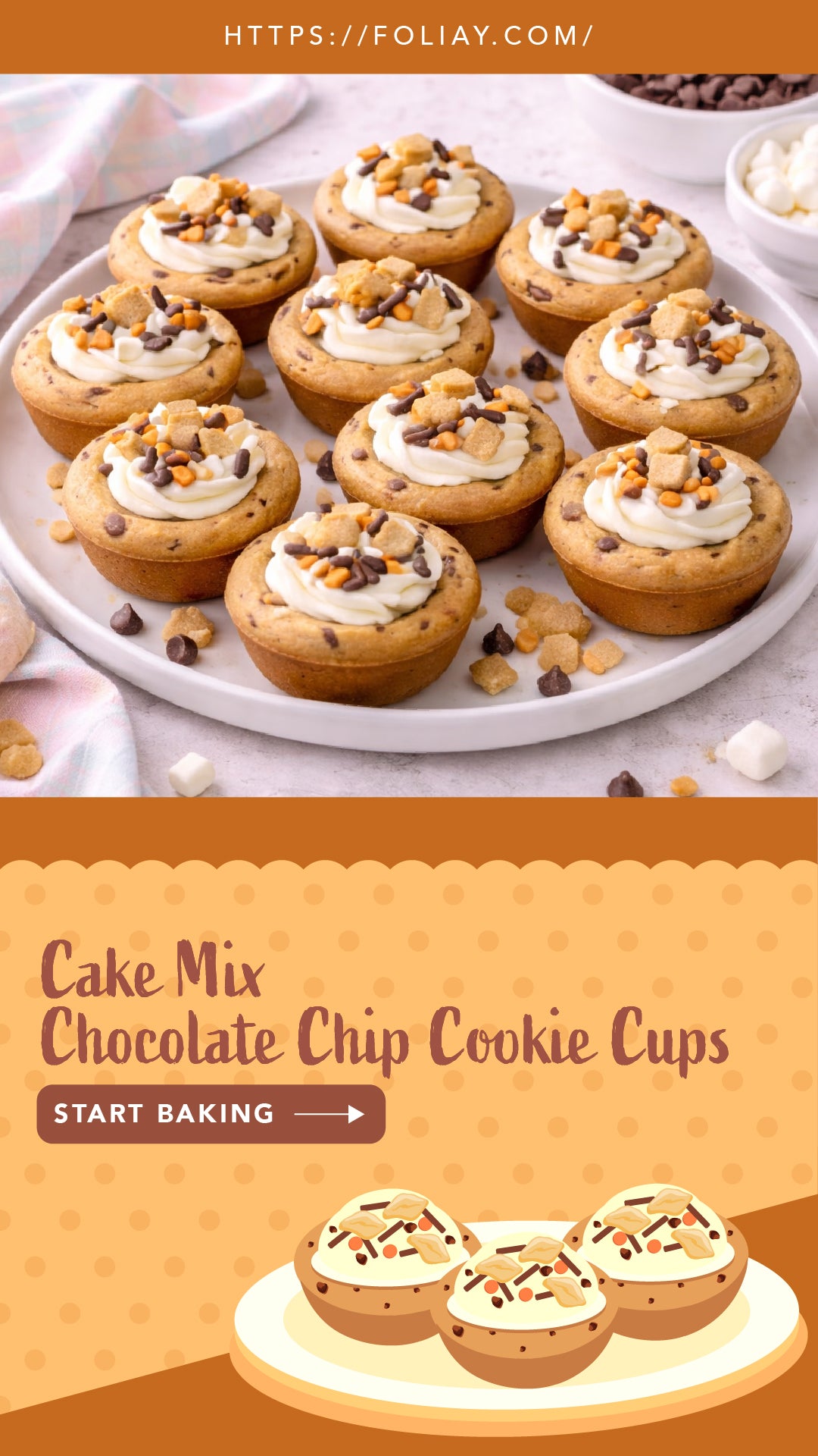 Cake Mix Chocolate Chip Cookie Cups