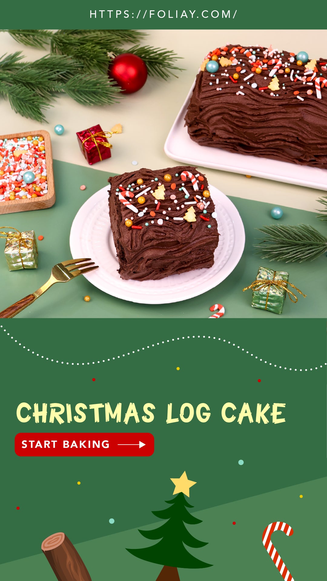 Christmas Log Cake (Tree Stump Cake Tutorial)