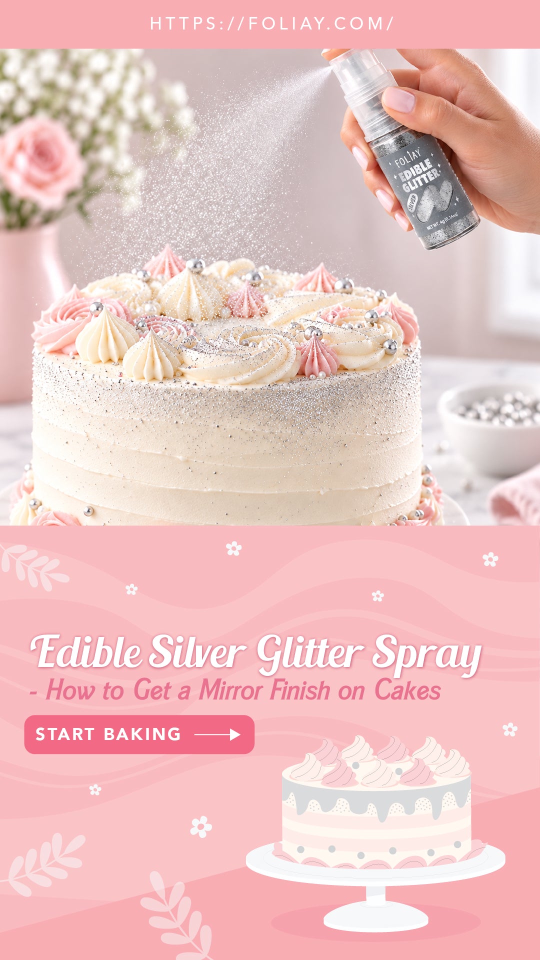 Edible Silver Glitter Spray: How to Get a Mirror Finish on Cakes