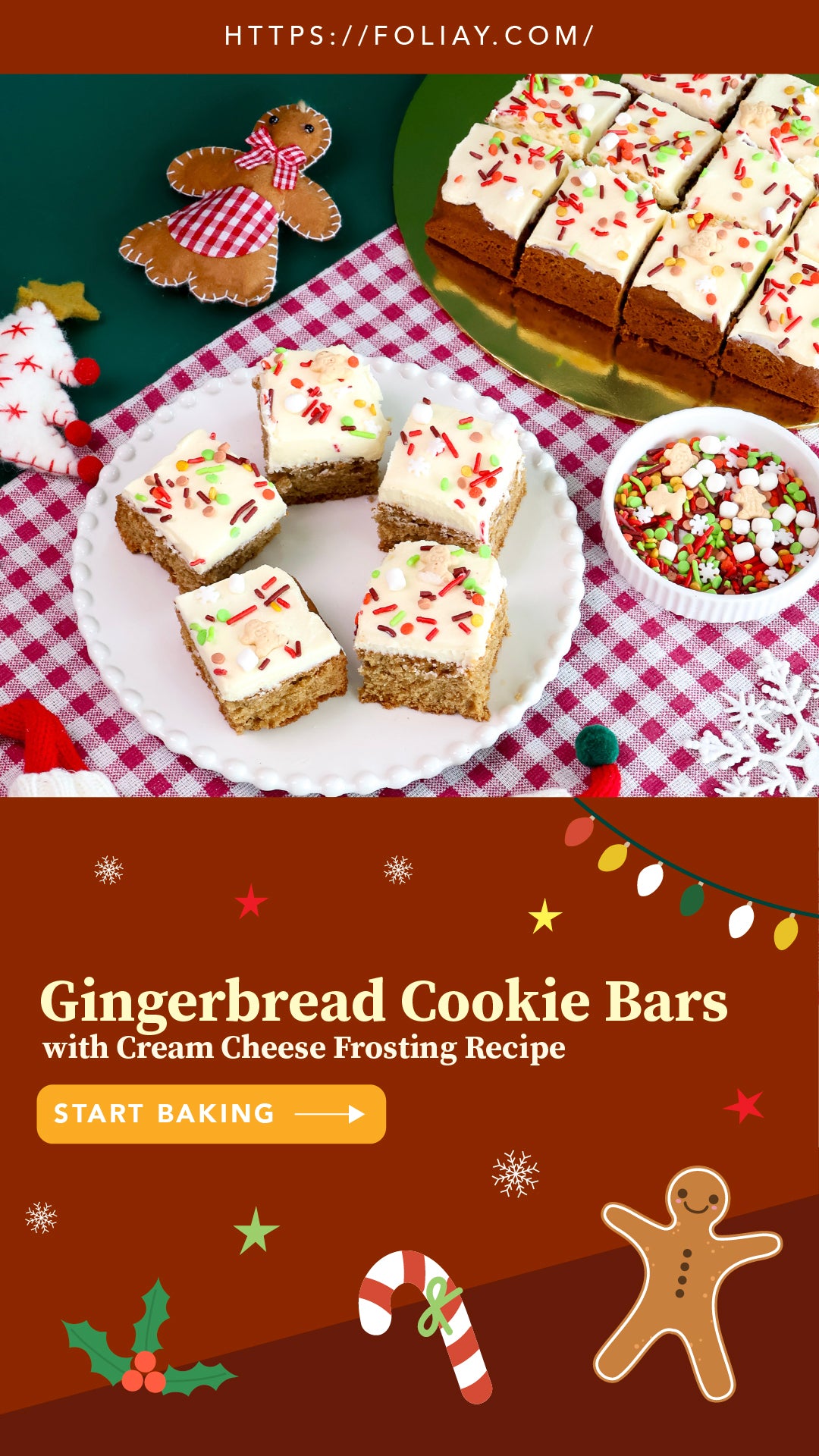 Gingerbread Cookie Bars with Cream Cheese Frosting Recipe
