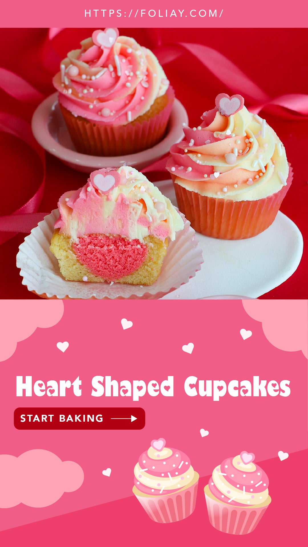 Valentine's Heart Shaped Cupcakes