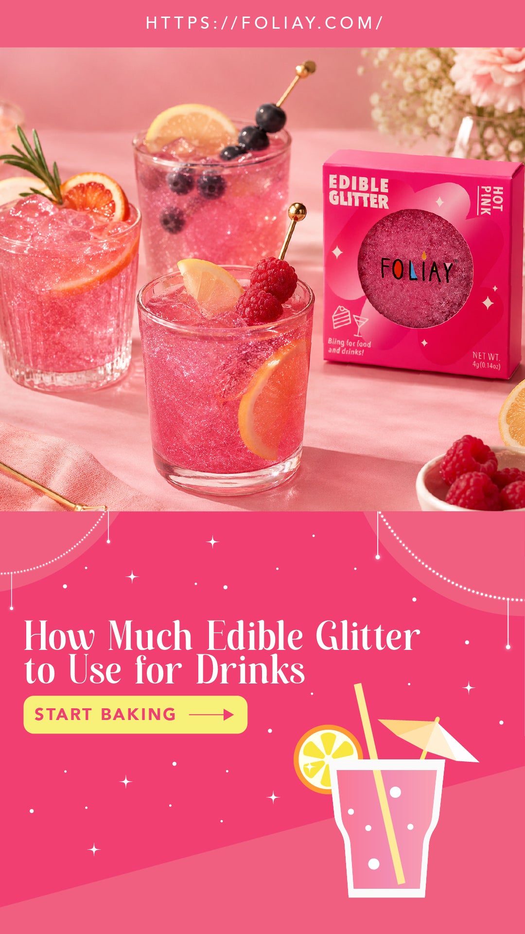 How Much Edible Glitter to Use for Drinks