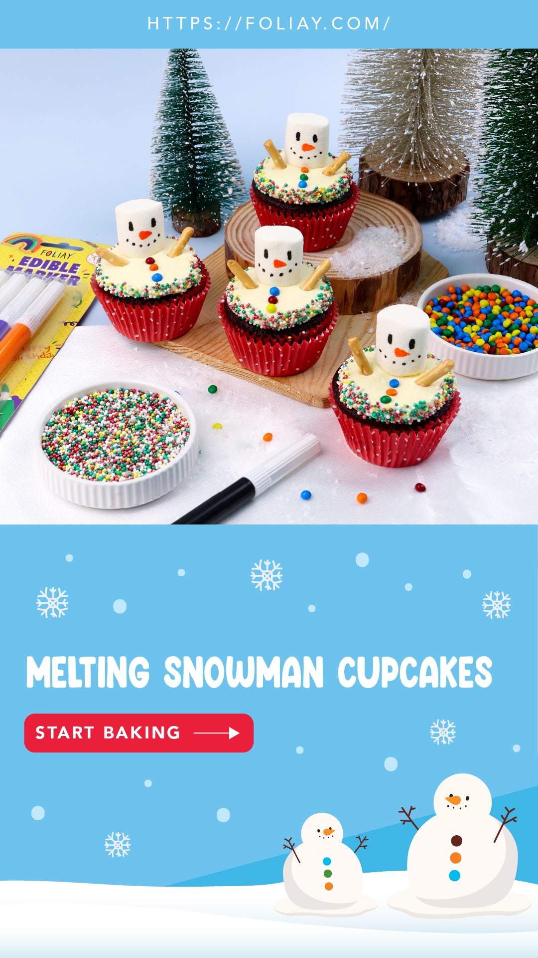 Melting Snowman Cupcakes Tutorial