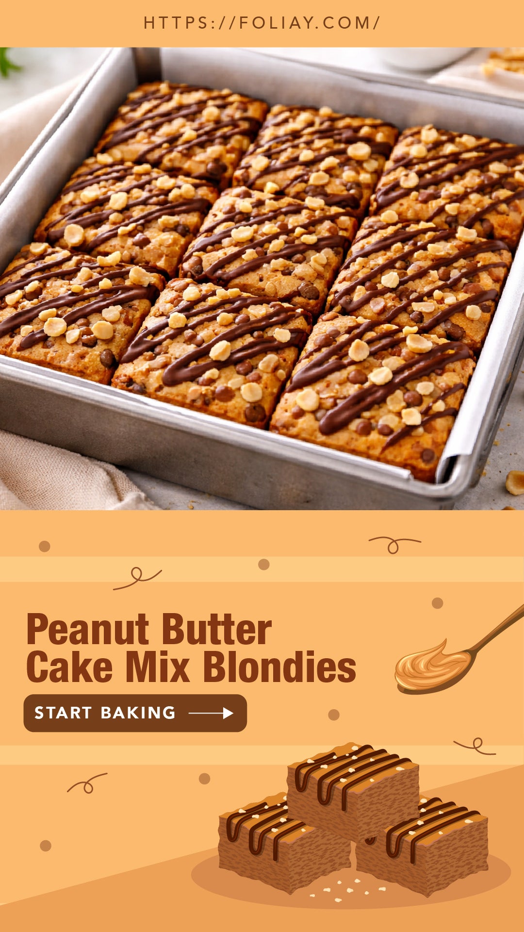 Peanut Butter Cake Mix Blondies