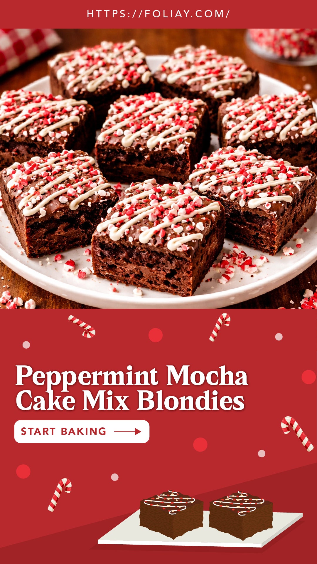 Peppermint Mocha Cake Mix Blondies