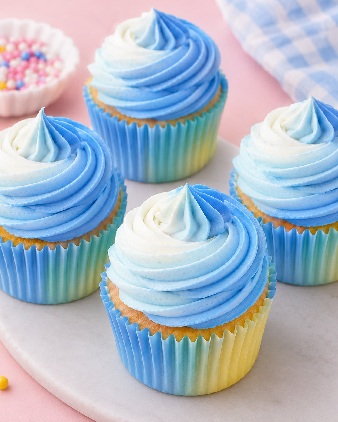 Simple Blue Ombré Cupcakes