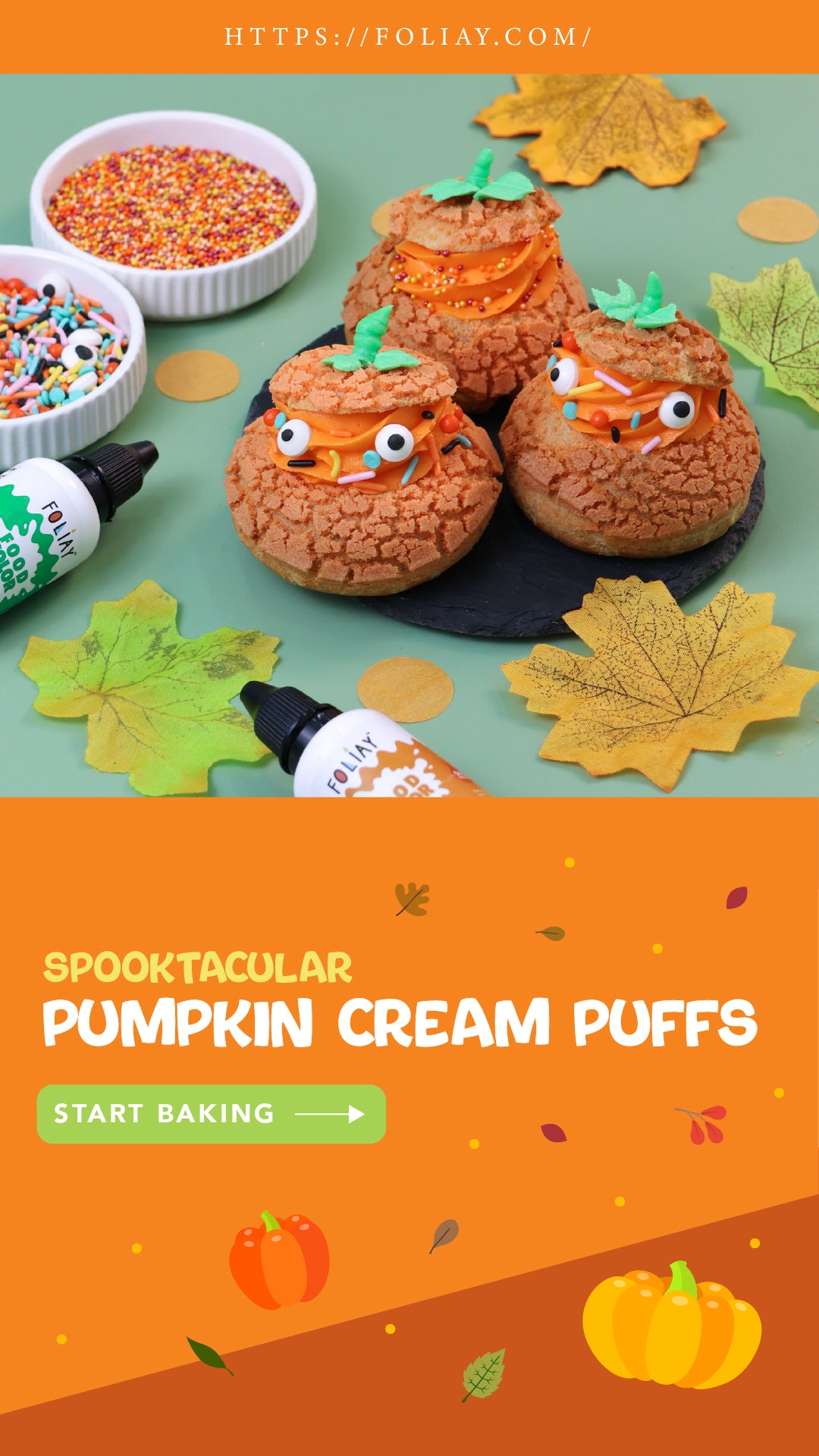 Spooktacular Pumpkin Cream Puffs for Halloween!