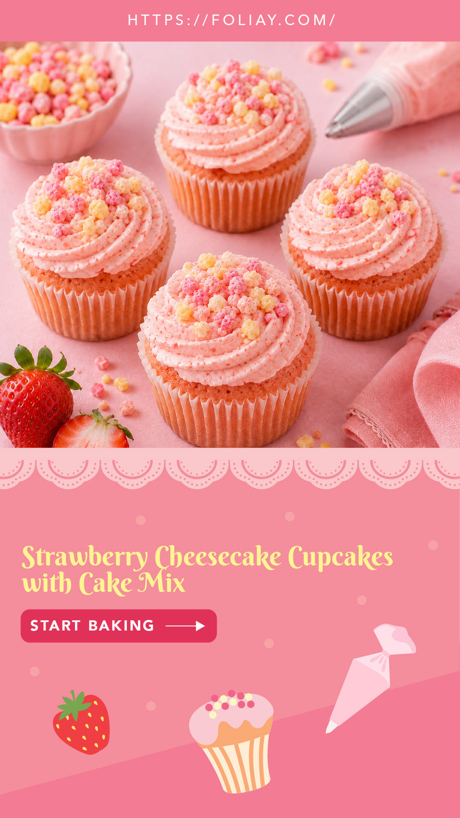 Strawberry Cheesecake Cupcakes with Cake Mix