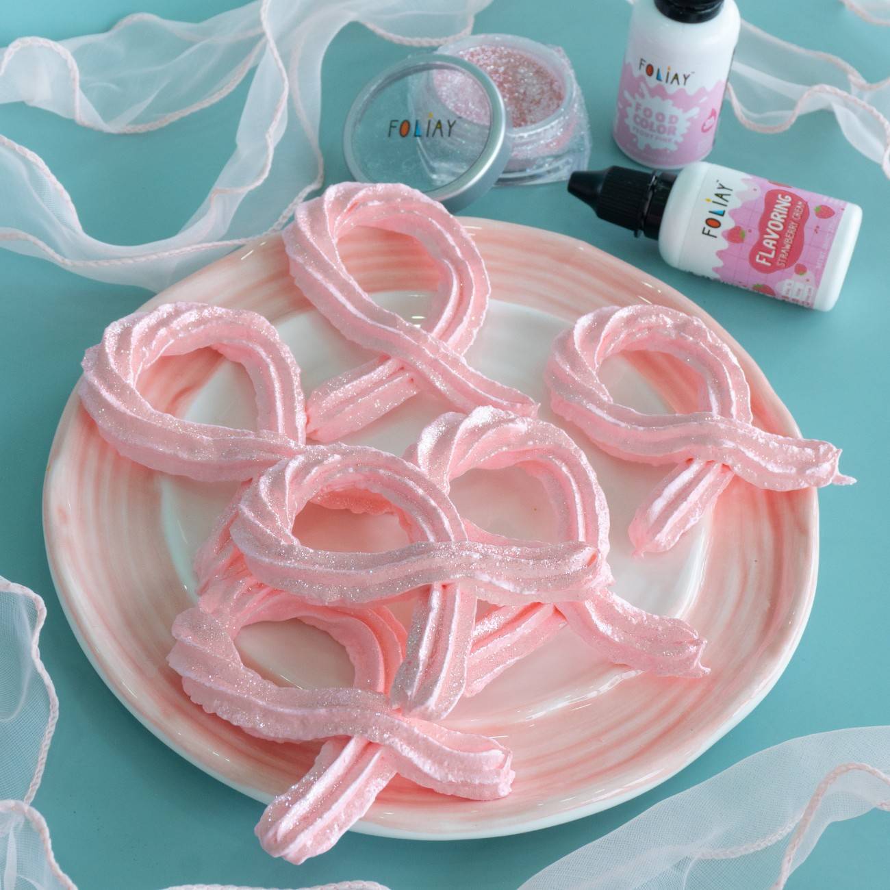 Pink Bow Meringues