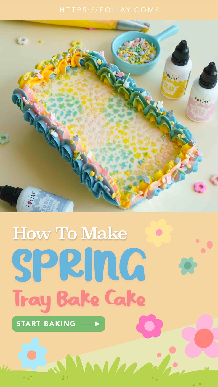 Easy Springtime Tray Bake Cake Recipe