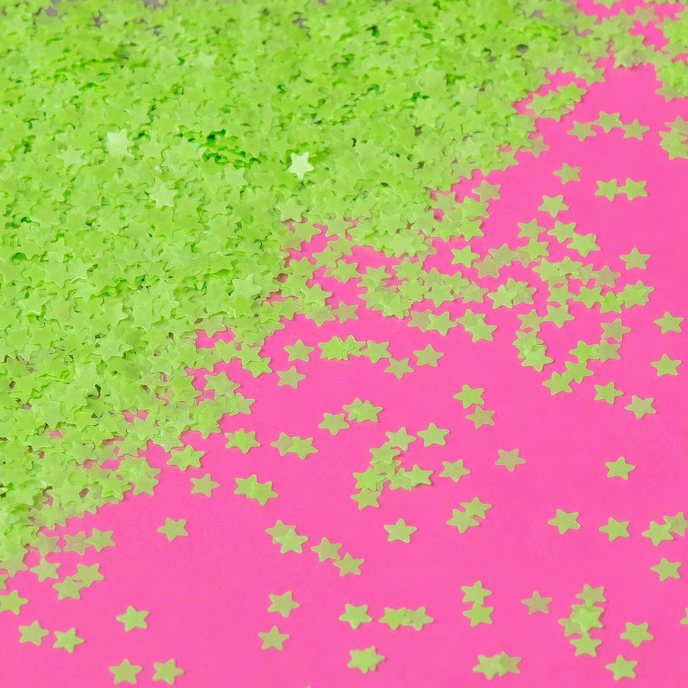 Glitter Neon Green Glow In The Dark Star