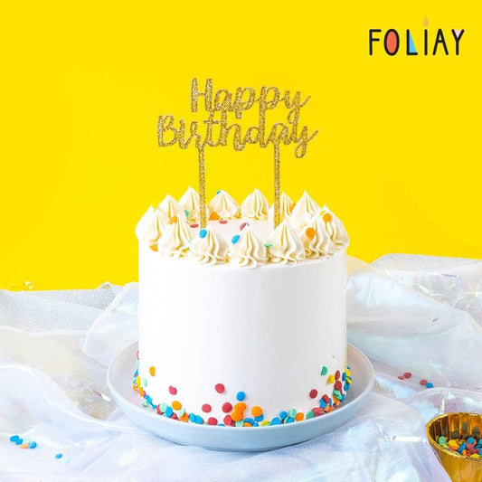 Gold Happy Birthday Cake Topper