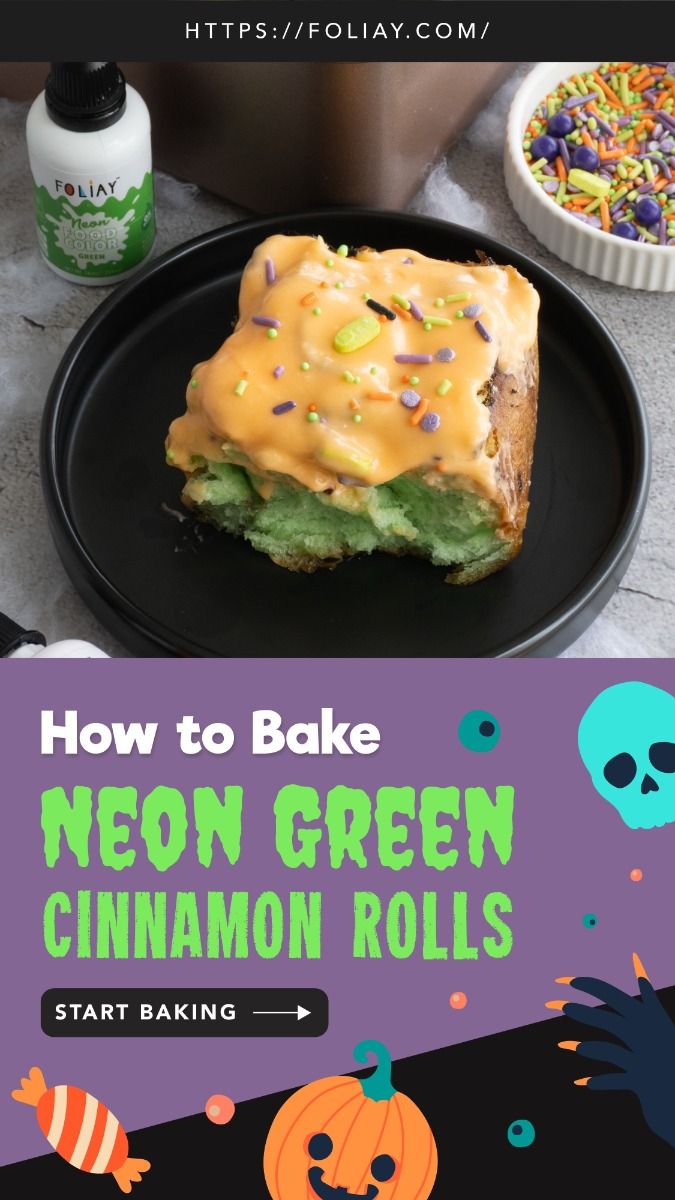 Neon Green Cinnamon Rolls Recipe for Halloween!
