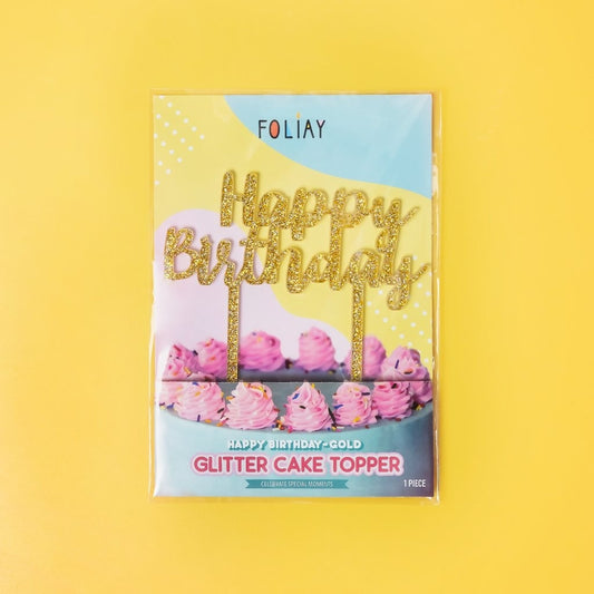 Gold Happy Birthday Cake Topper