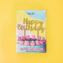 Load image into Gallery viewer, Gold Happy Birthday Cake Topper
