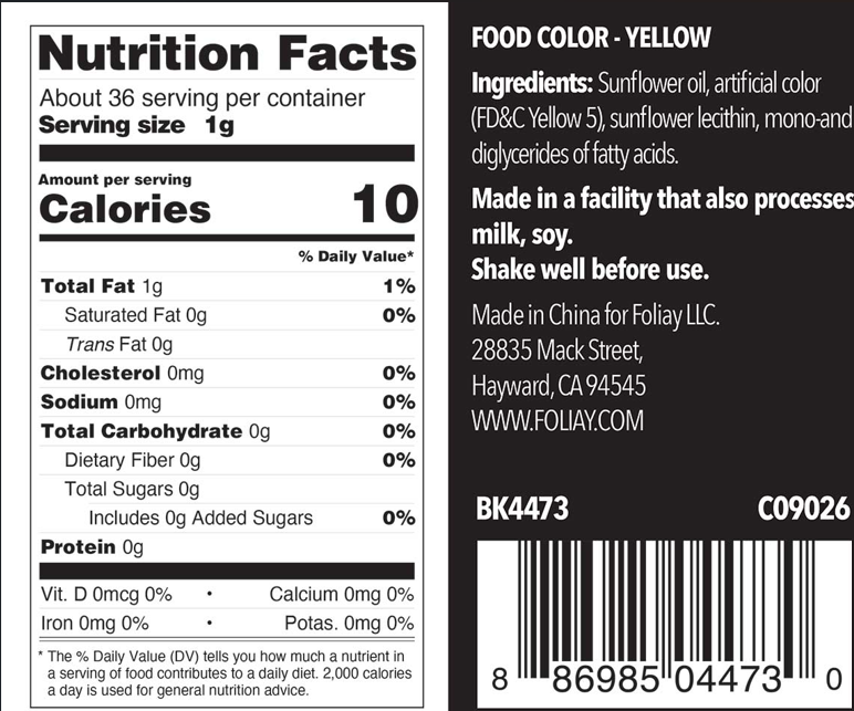 Bright Yellow Oil Based Food Color