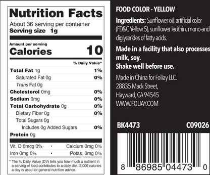 Bright Yellow Oil Based Food Color