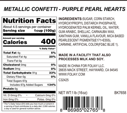Purple Pearl Hearts Quin Sprinkles