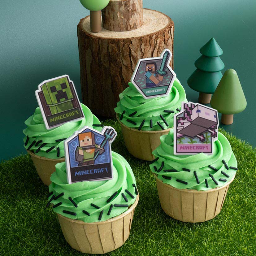 Minecraft Cupcake Ring Toppers - Set of 12