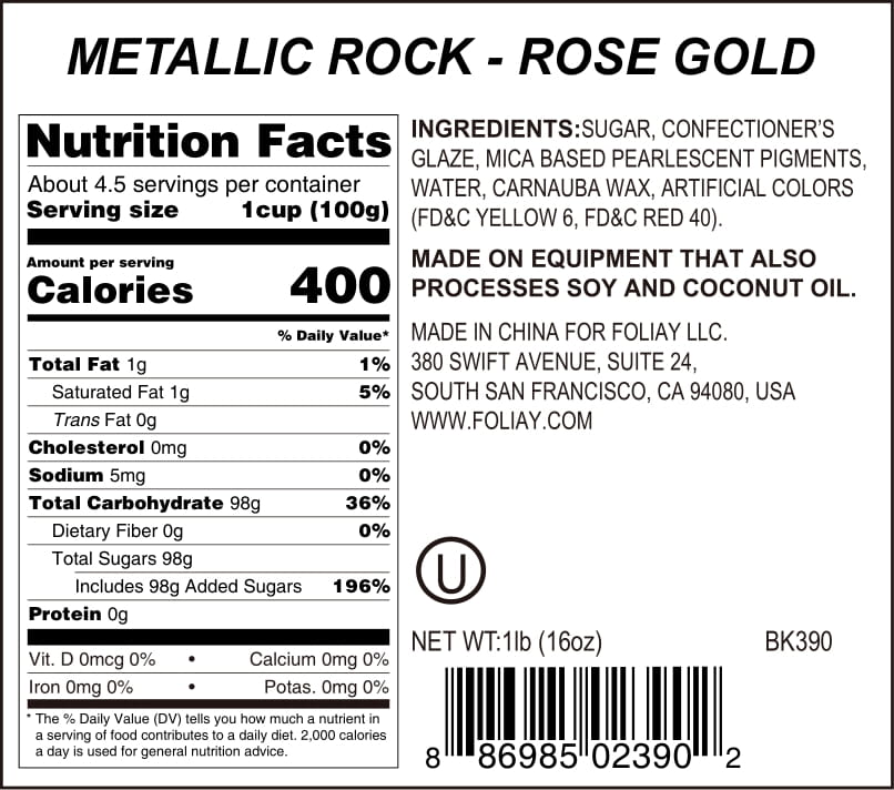 Rose Gold Metallic Pearl Sugar Rocks