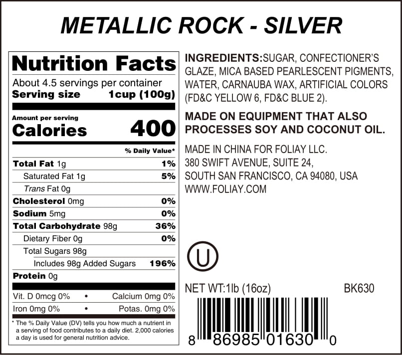 Silver Metallic Pearl Sugar Rocks