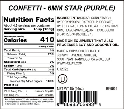 Neon Purple Stars Quin Sprinkles