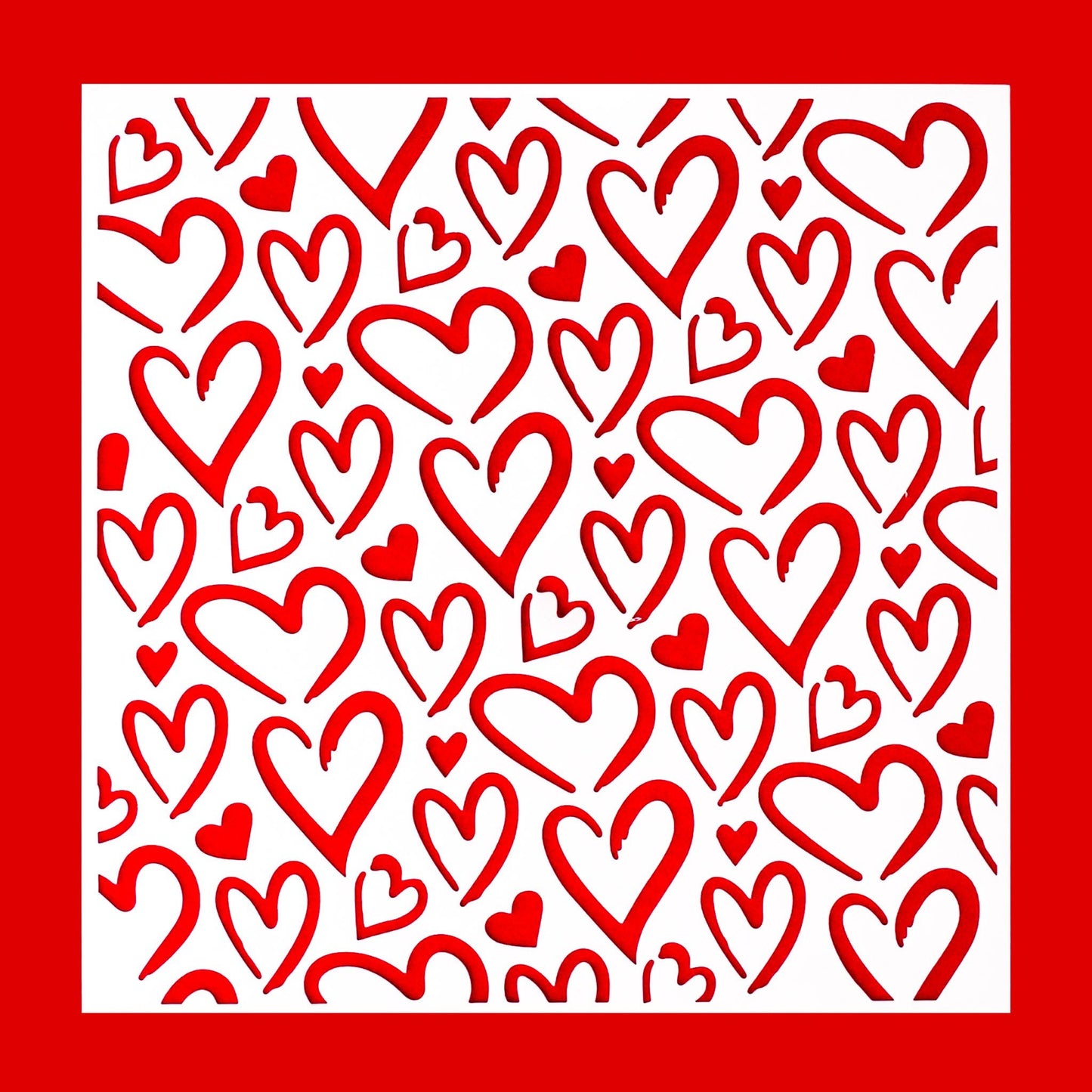 5.9" x 5.9" Hearts Cookie Stencil