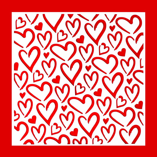 5.9" x 5.9" Hearts Cookie Stencil