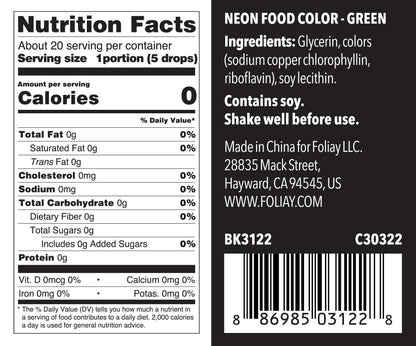 Glow In The Dark Oil Based Food Color Neon Green 1.22oz
