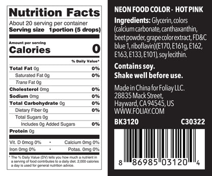 Glow In The Dark Oil Based Food Color Neon Hot Pink 1.22oz