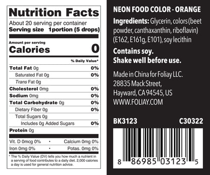 Glow In The Dark Oil Based Food Color Neon Orange 1.22oz