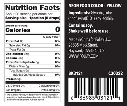 Glow In The Dark Oil Based Food Color Neon Yellow 1.22oz
