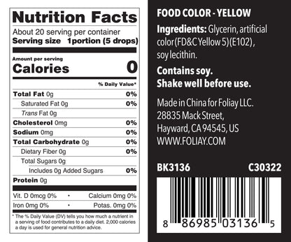 Oil Based Food Color Yellow 1.22oz